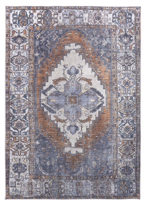 HomeRoots 5' Blue and Ivory Floral Medallion Area Rug - Timeless Style, Durable Design for Any Room Décor 8' X 10' 515065