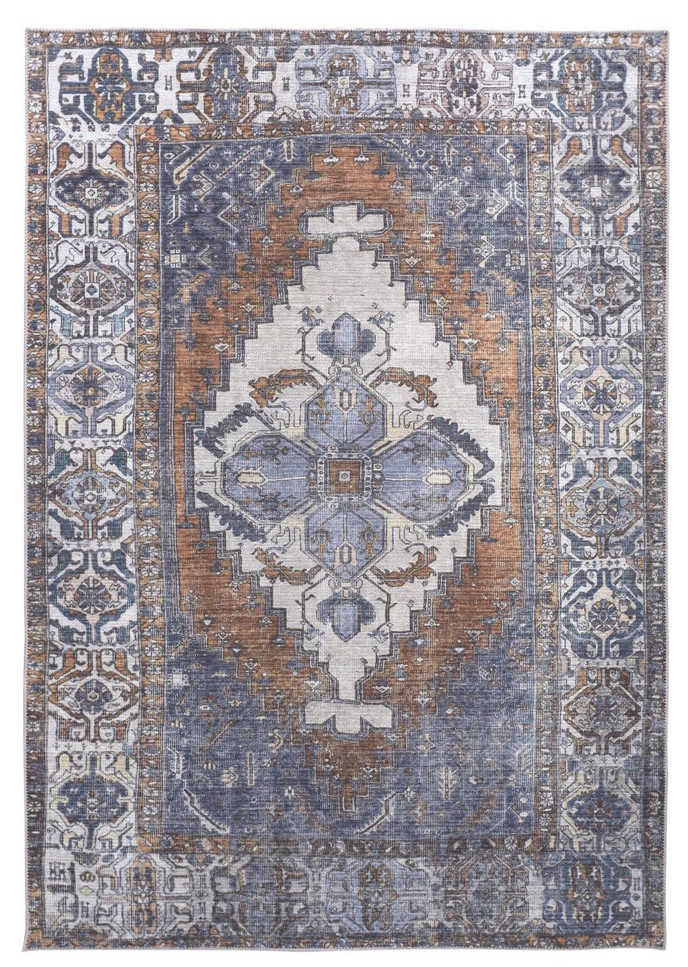 Homeroots 9' X 12' Blue Ivory And Brown Floral Area Rug  Polyester 515066