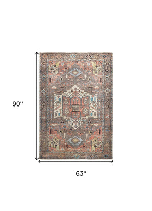 HomeRoots 5' Luxurious Taupe and Ivory Medallion Area Rug – Timeless Elegance for Any Space, Easy Care 5' X 8' 515068