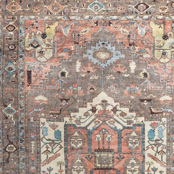HomeRoots 5' Luxurious Taupe and Ivory Medallion Area Rug – Timeless Elegance for Any Space, Easy Care 5' X 8' 515068