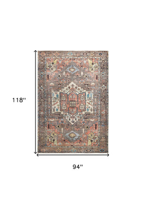 HomeRoots 5' Luxurious Taupe and Ivory Medallion Area Rug – Timeless Elegance for Any Space, Easy Care 8' X 10' 515069