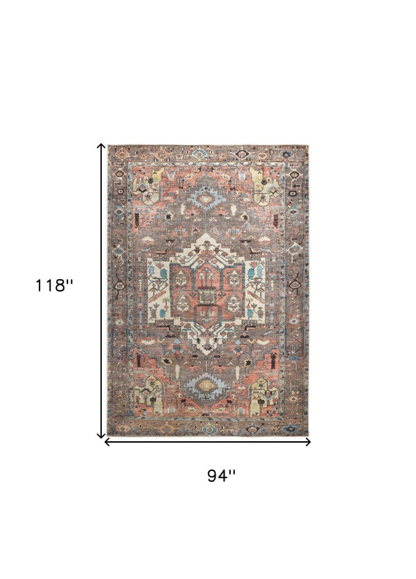 HomeRoots 5' Luxurious Taupe and Ivory Medallion Area Rug – Timeless Elegance for Any Space, Easy Care 8' X 10' 515069