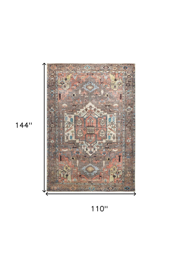 HomeRoots 5' Luxurious Taupe and Ivory Medallion Area Rug – Timeless Elegance for Any Space, Easy Care 9' X 12' 515070