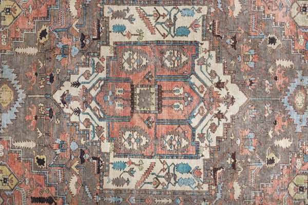 HomeRoots 5' Luxurious Taupe and Ivory Medallion Area Rug – Timeless Elegance for Any Space, Easy Care 9' X 12' 515070
