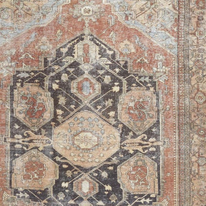 HomeRoots 5' Abstract Area Rug in Orange, Brown & Taupe – Turkish-Made, Durable Comfort for Modern Spaces 8' X 10' 515077