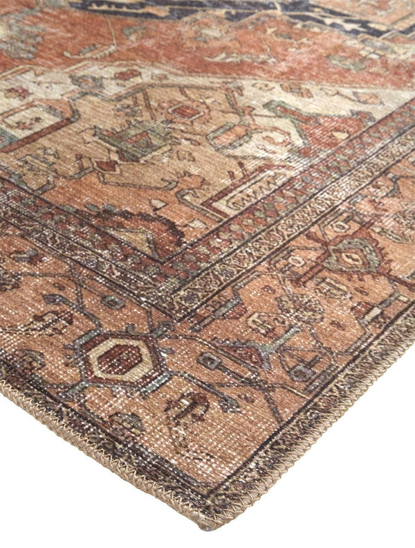 HomeRoots 5' Abstract Area Rug in Orange, Brown & Taupe – Turkish-Made, Durable Comfort for Modern Spaces 8' X 10' 515077