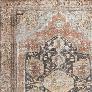HomeRoots 5' Abstract Area Rug in Orange, Brown & Taupe – Turkish-Made, Durable Comfort for Modern Spaces 9' X 12' 515078