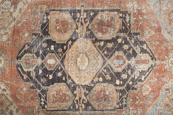 HomeRoots 5' Abstract Area Rug in Orange, Brown & Taupe – Turkish-Made, Durable Comfort for Modern Spaces 9' X 12' 515078