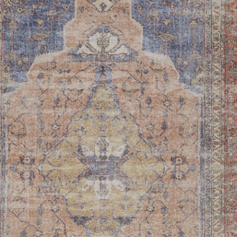 Homeroots 5' X 8' Red Tan And Blue Abstract Area Rug - Elegant Design To Enhance Your Living Space Stylishly! 5' X 8' Polyester 515088