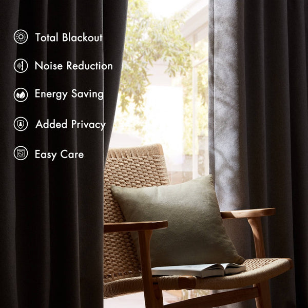 English Elm 2-pk 52x108 Inch Total Blackout Curtain Panels Noise Reducing Bedroom Theater Grey B035P496620