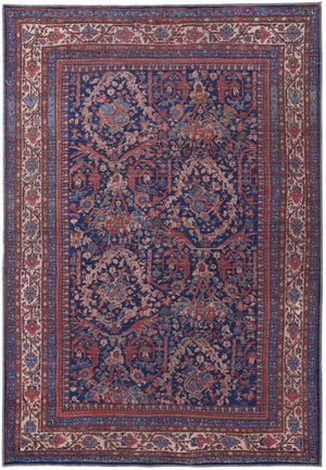 Homeroots 10' X 14' Red Blue And Tan Floral Power Loom Area Rug  Polyester 515109