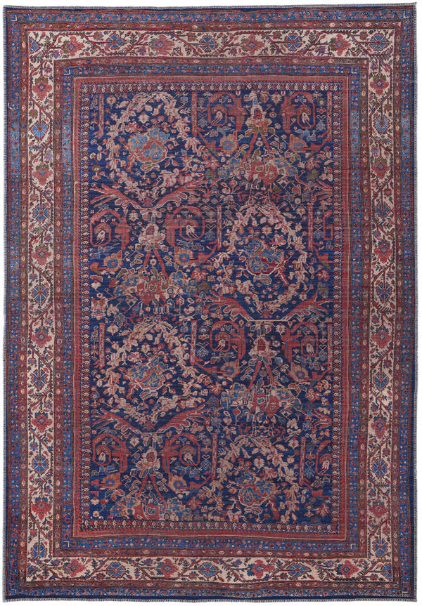 Homeroots 10' X 14' Red Blue And Tan Floral Power Loom Area Rug  Polyester 515109