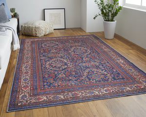 Homeroots 10' X 14' Red Blue And Tan Floral Power Loom Area Rug  Polyester 515109