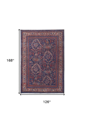Homeroots 10' X 14' Red Blue And Tan Floral Power Loom Area Rug  Polyester 515109