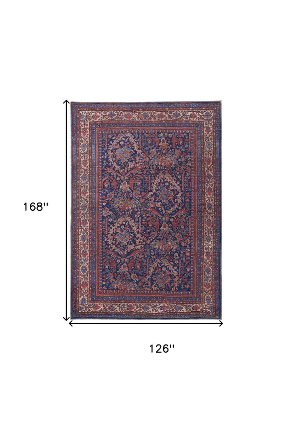 Homeroots 10' X 14' Red Blue And Tan Floral Power Loom Area Rug  Polyester 515109