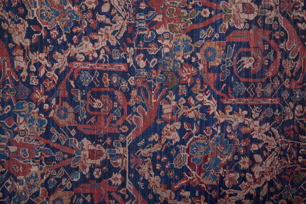 Homeroots 8' Red Blue And Tan Floral Power Loom Runner Rug  Polyester 515110
