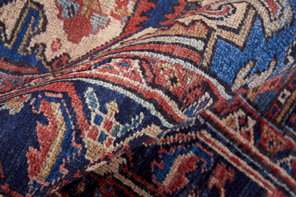 HomeRoots 5' Timeless Elegance Floral Area Rug in Rich Red, Tan, and Blue for Living Room & Entryway Decor 5' X 8' 515113