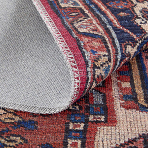 HomeRoots 5' Timeless Elegance Floral Area Rug in Rich Red, Tan, and Blue for Living Room & Entryway Decor 5' X 8' 515113