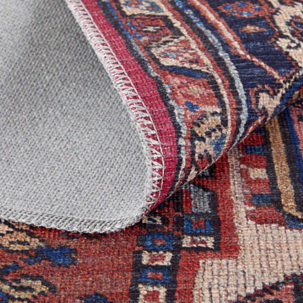HomeRoots 5' Timeless Elegance Floral Area Rug in Rich Red, Tan, and Blue for Living Room & Entryway Decor 5' X 8' 515113