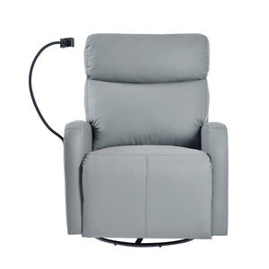 English Elm 270° 270° Power Swivel Recliner Chair with USB Ports, 30° Rocking, 95–150° Recline for Small Spaces Blue Gray W1028S00040