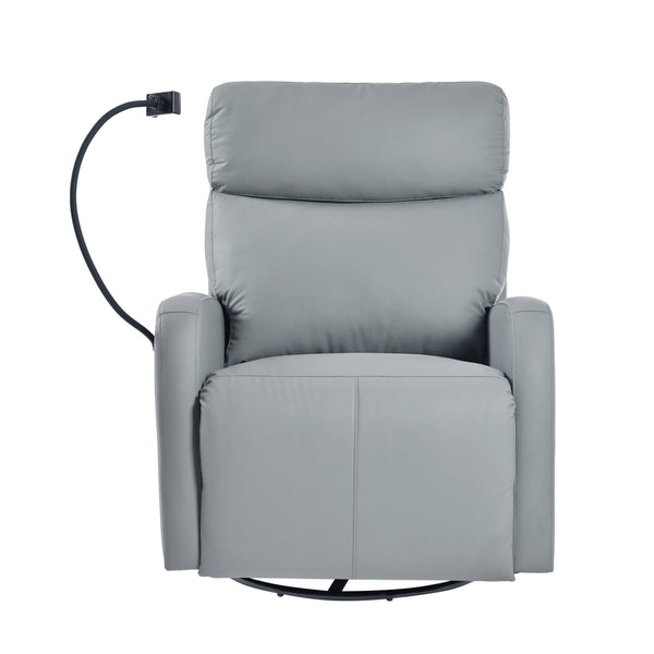 English Elm 270° 270° Power Swivel Recliner Chair with USB Ports, 30° Rocking, 95–150° Recline for Small Spaces Blue Gray W1028S00040