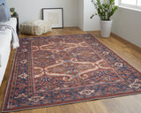 Homeroots 4' X 6' Red Tan And Blue Floral Power Loom Area Rug  Polyester 515147