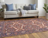 Homeroots 4' X 6' Red Tan And Blue Floral Power Loom Area Rug  Polyester 515147