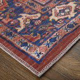 Homeroots 4' X 6' Red Tan And Blue Floral Power Loom Area Rug  Polyester 515147