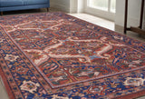 Homeroots 5' X 8' Red Tan And Blue Floral Power Loom Area Rug  Polyester 515148