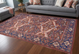 Homeroots 8' X 10' Red Tan And Blue Floral Power Loom Area Rug  Polyester 515149