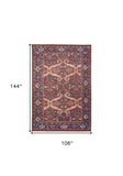 Homeroots 9' X 12' Red Tan And Blue Floral Power Loom Area Rug  Polyester 515150