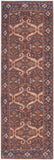 Homeroots 8' Red Tan And Blue Floral Power Loom Runner Rug  Polyester 515152