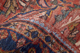 Homeroots 8' Red Tan And Blue Floral Power Loom Runner Rug  Polyester 515152