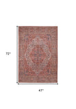 Homeroots 4' X 6' Red Tan And Pink Floral Power Loom Area Rug  Polyester 515154