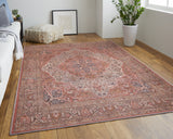 Homeroots 4' X 6' Red Tan And Pink Floral Power Loom Area Rug  Polyester 515154