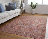 Homeroots 4' X 6' Red Tan And Pink Floral Power Loom Area Rug  Polyester 515154