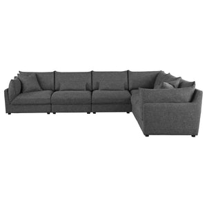 English Elm Tomasina 6-Piece Modular Sectional Sofa - Plush Comfort, Versatile Design & Stylish Barely Black Upholstery B062S01133-GIGA