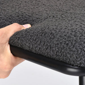 English Elm Dining Chairs Mid-Century Modern Rattan Backrest Bouclé Upholstered Metal Frame Comfortable Design DARK GREY T3623P379930