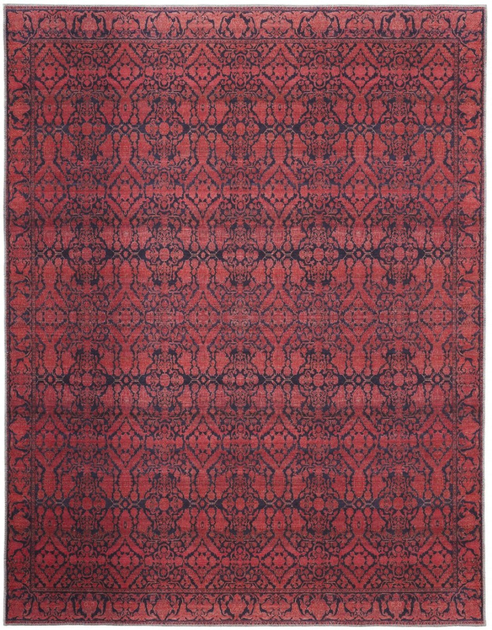 HomeRoots 10'' Bold Red and Black Floral Power Loom Area Rug - Classic Design for Warmth and Style 10' X 14' 515200