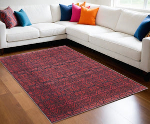 HomeRoots 10'' Bold Red and Black Floral Power Loom Area Rug - Classic Design for Warmth and Style 10' X 14' 515200