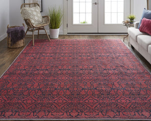 HomeRoots 10'' Bold Red and Black Floral Power Loom Area Rug - Classic Design for Warmth and Style 10' X 14' 515200