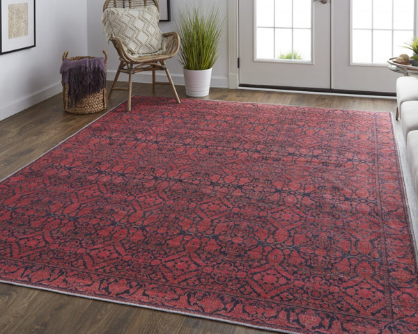 HomeRoots 10'' Bold Red and Black Floral Power Loom Area Rug - Classic Design for Warmth and Style 10' X 14' 515200