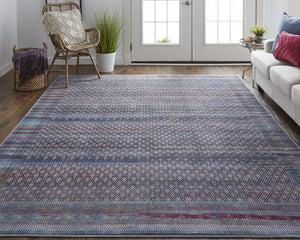 Homeroots 5' X 8' Tan Blue And Pink Striped Power Loom Area Rug  Polyester 515204