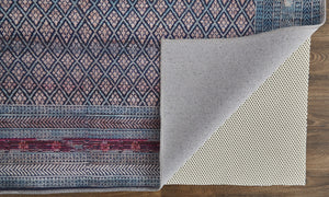 Homeroots 5' X 8' Tan Blue And Pink Striped Power Loom Area Rug  Polyester 515204