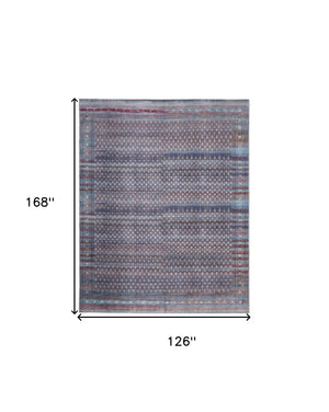 Homeroots 10' X 14' Ivory Blue And Gray Striped Power Loom Area Rug  Polyester 515207