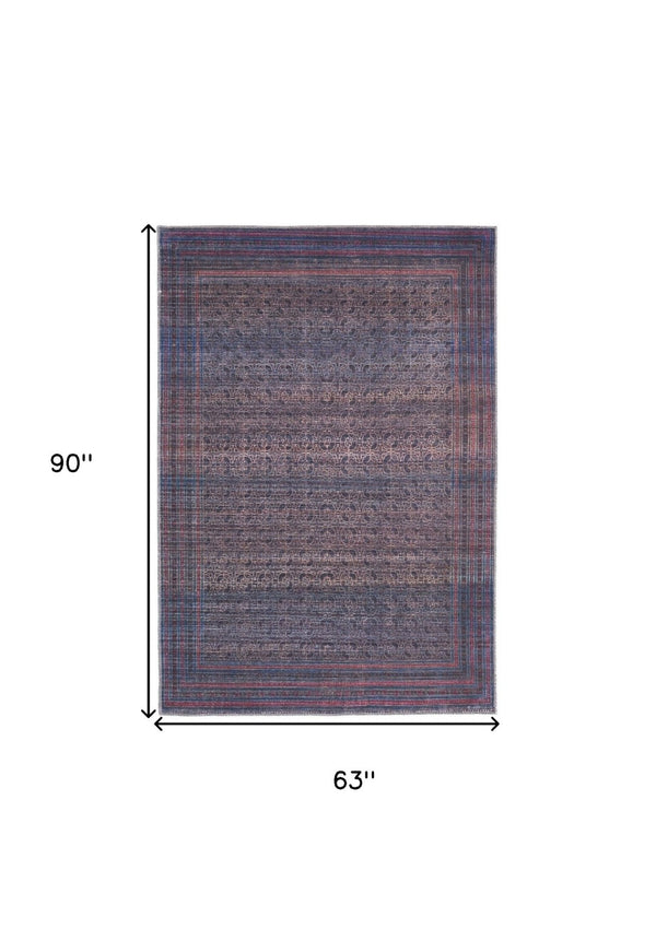 HomeRoots 5' Floral Power Loom Area Rug in Vibrant Blue, Pink, and Purple - Perfect for Any Room Decor 5' X 8' 515211