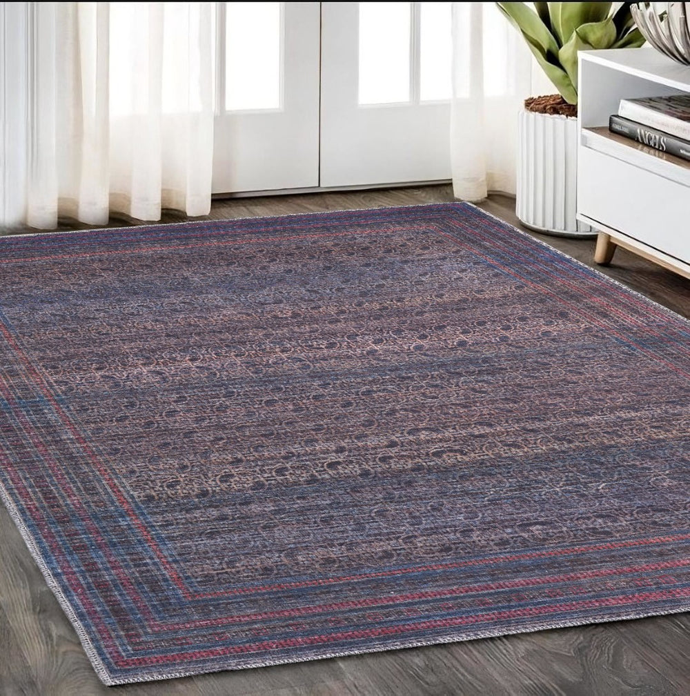HomeRoots 5' Floral Power Loom Area Rug in Vibrant Blue, Pink, and Purple - Perfect for Any Room Decor 5' X 8' 515211