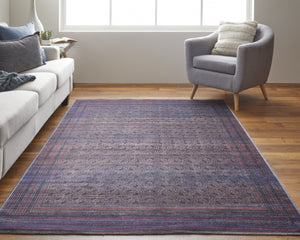 HomeRoots 5' Floral Power Loom Area Rug in Vibrant Blue, Pink, and Purple - Perfect for Any Room Decor 5' X 8' 515211