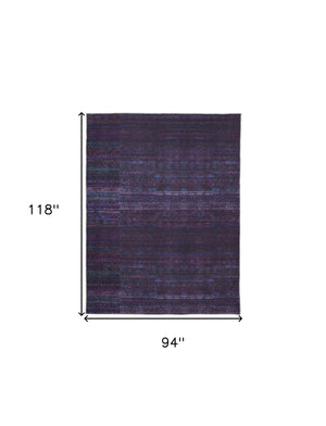 Homeroots 8' X 10' Blue And Purple Striped Power Loom Area Rug  Polyester 515233