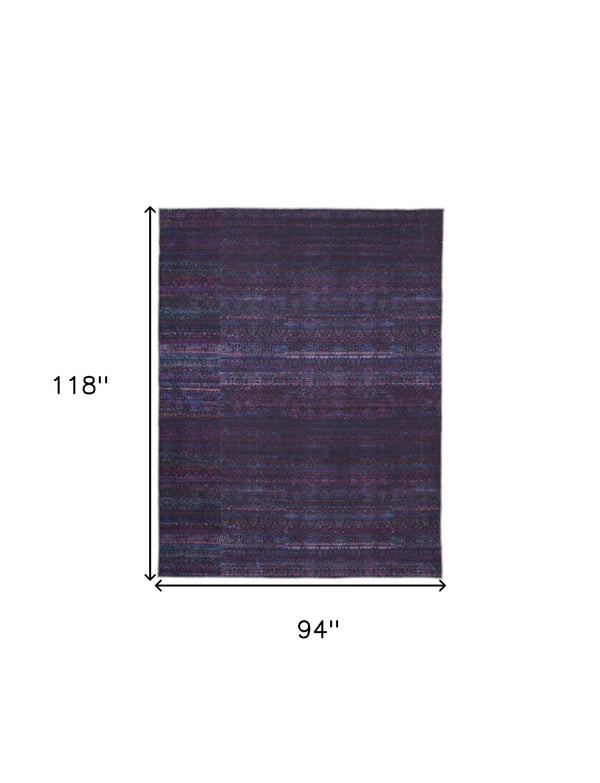 Homeroots 8' X 10' Blue And Purple Striped Power Loom Area Rug  Polyester 515233